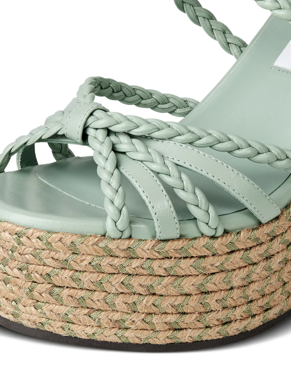 Jimmy Choo Nyra sandalen met plateauzool en gevlochten effect Groen