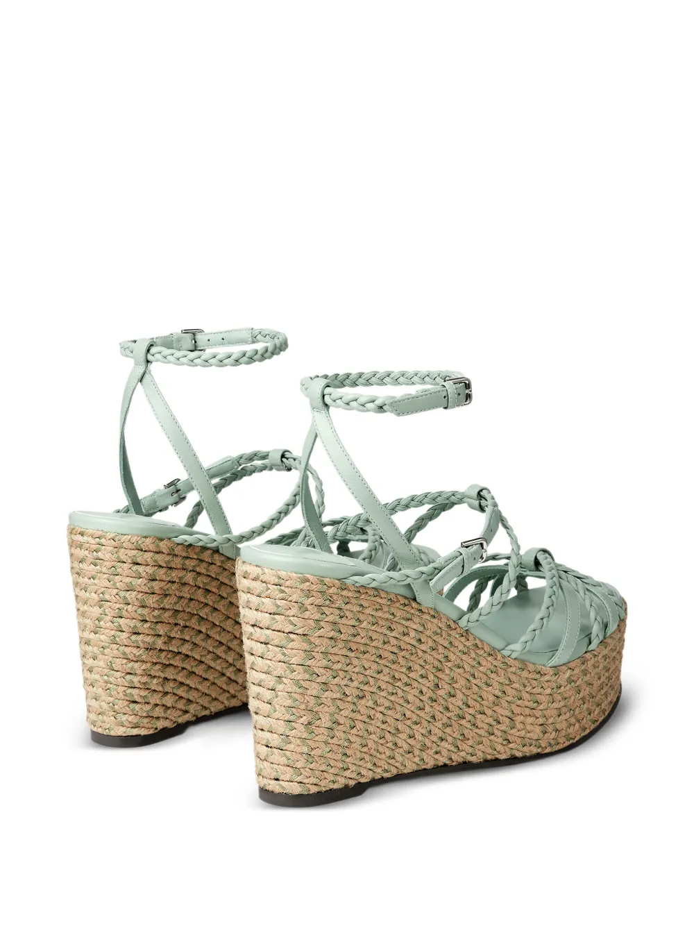 Jimmy Choo Nyra sandalen met plateauzool en gevlochten effect Groen