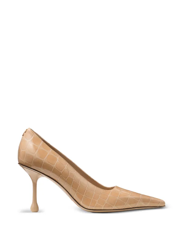 Jimmy Choo Ixia 80 クロコエンボス パンプス | ブラウン | FARFETCH JP