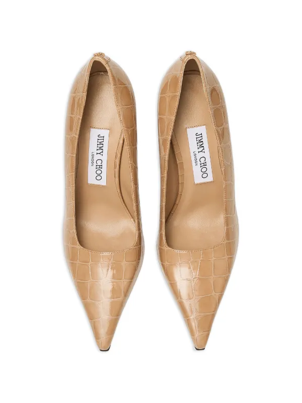 Jimmy Choo Ixia 80 クロコエンボス パンプス | ブラウン | FARFETCH JP