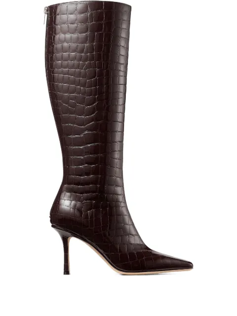 Jimmy Choo 85mm Agathe croc-embossed boots