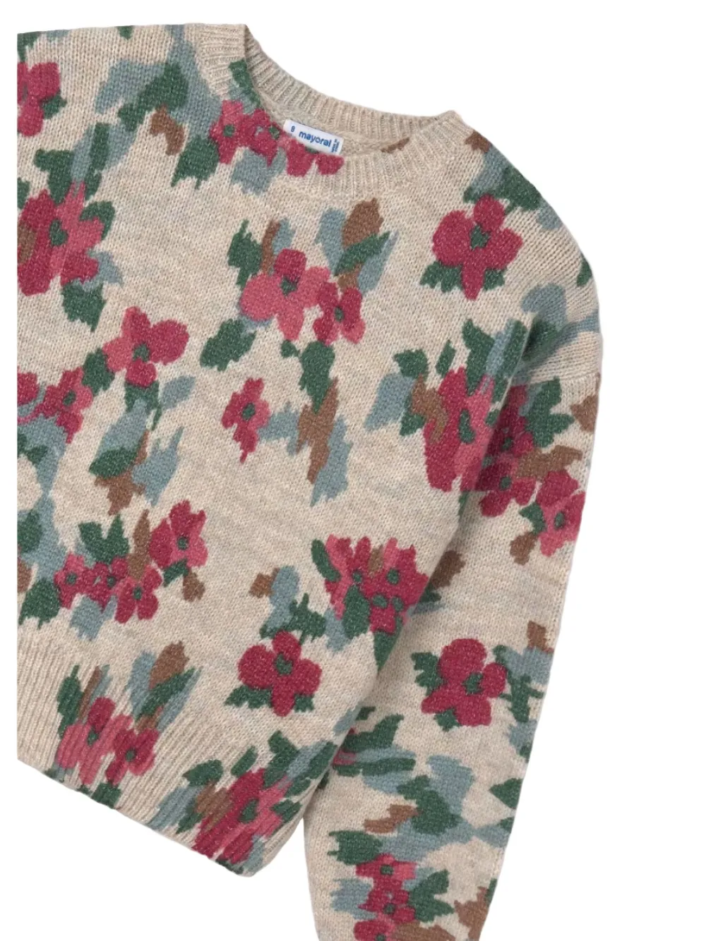 Mayoral Trui met bloemenprint en ronde hals Beige