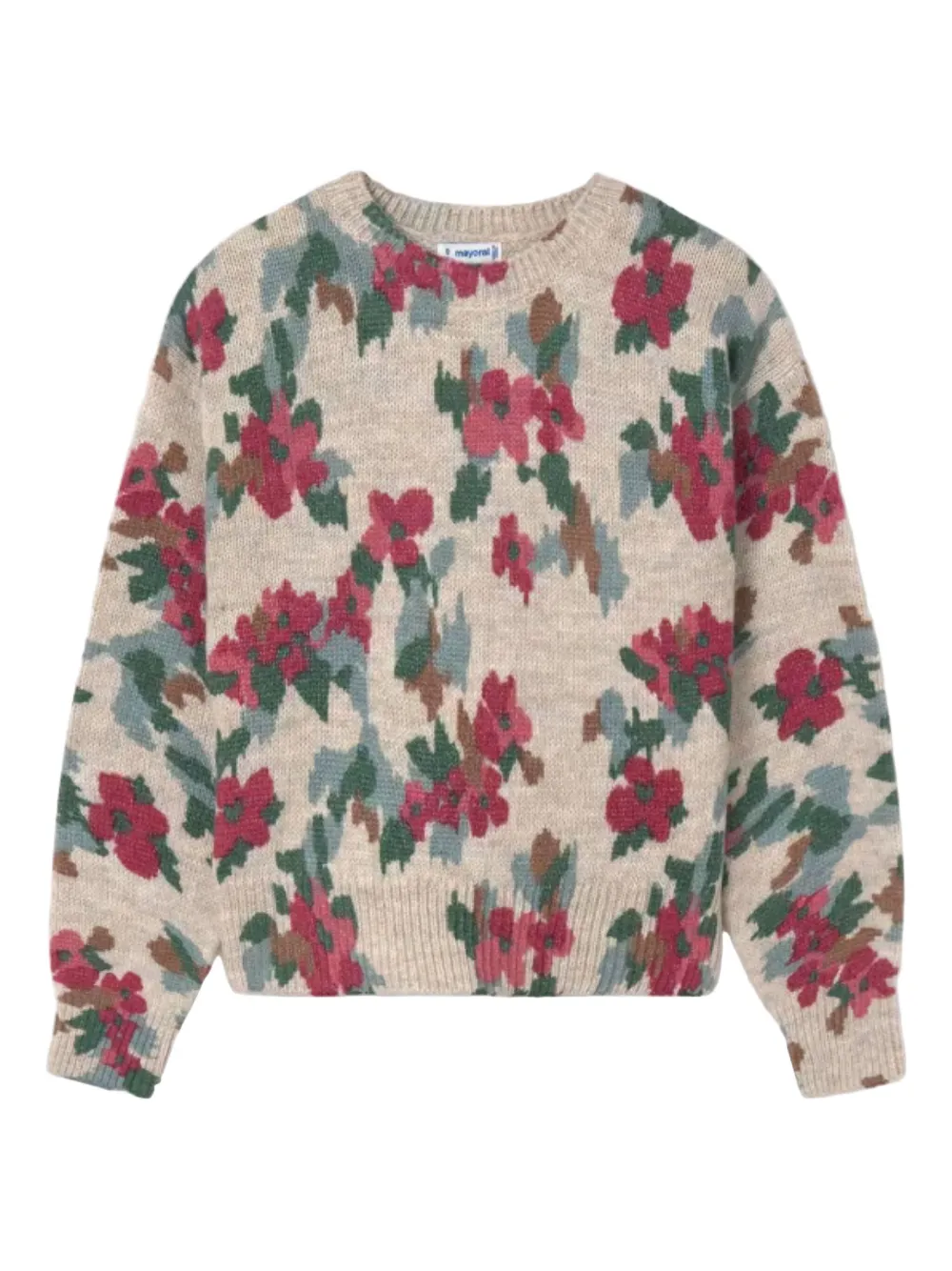 Mayoral floral-pattern crew-neck sweater - Toni neutri