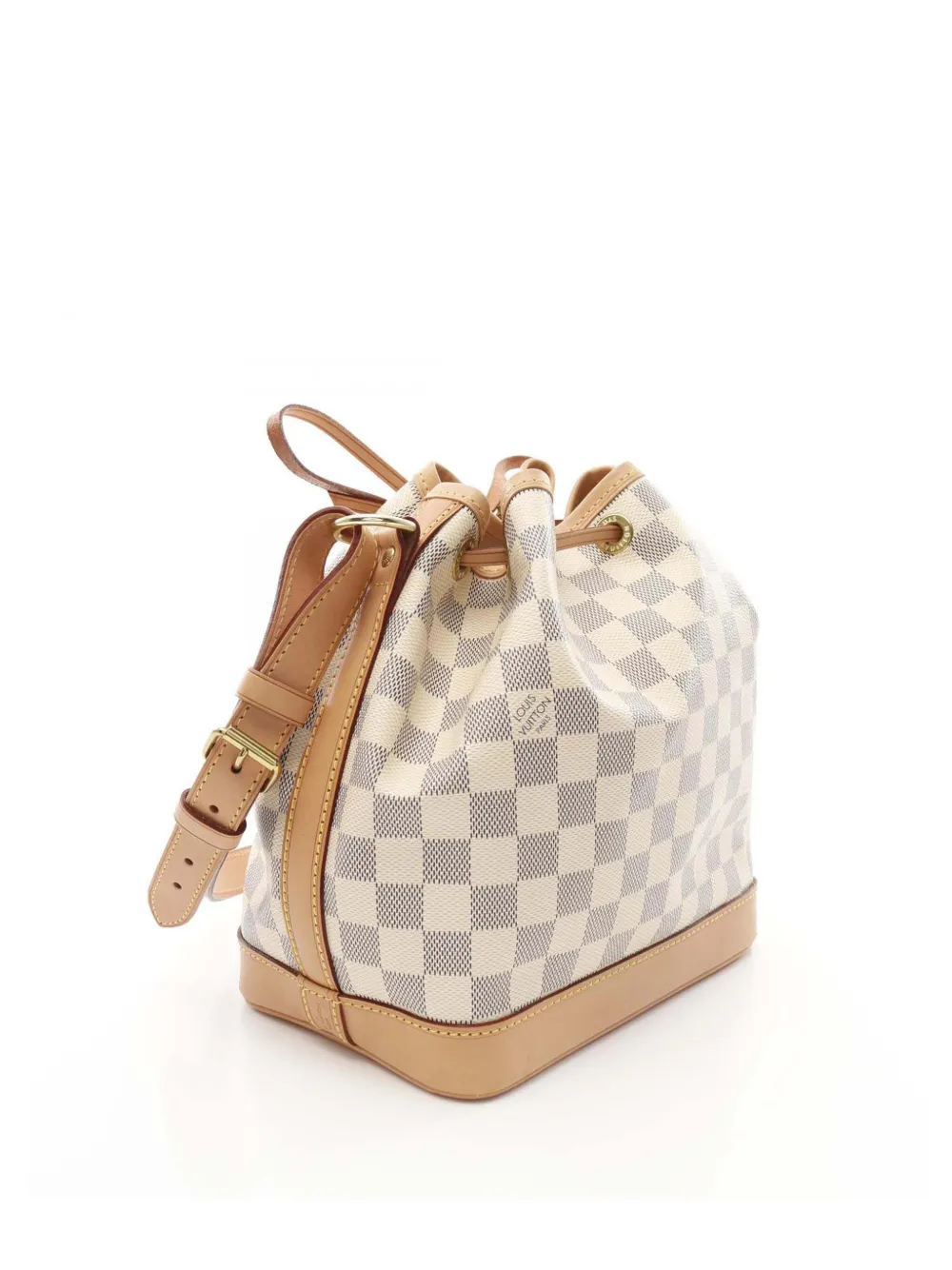 Pre-owned Louis Vuitton 2012 Damier Azur Noe Bb Bucket Bag In White