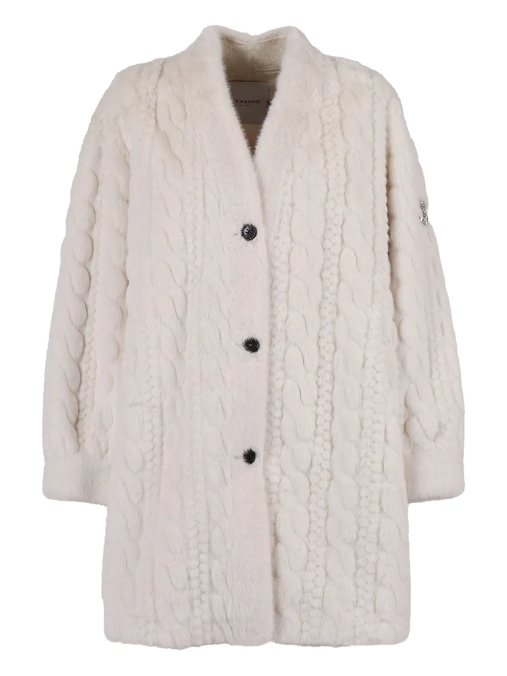 Ermanno Scervino Long-sleeved Knitted Cardigan In Neutral