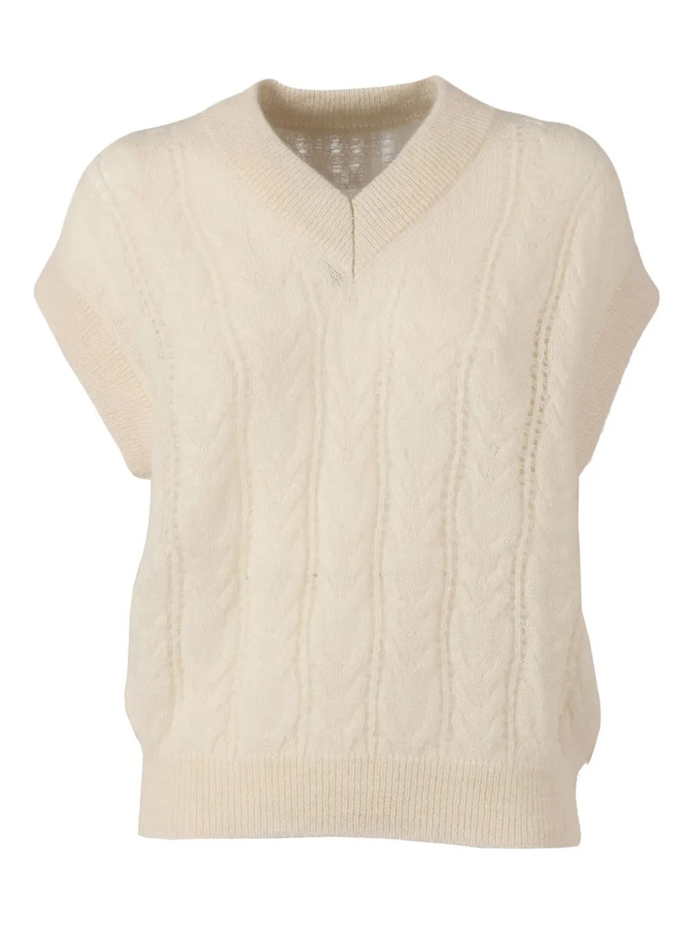 Filippo De Laurentiis Cable-knit V-neck Vest In Neutral