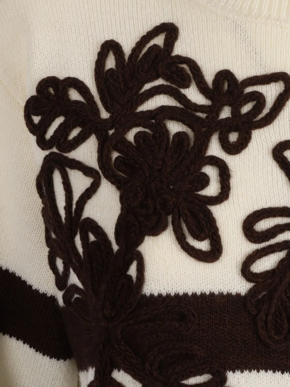 Ermanno Scervino Gestreepte trui met borduurwerk Beige