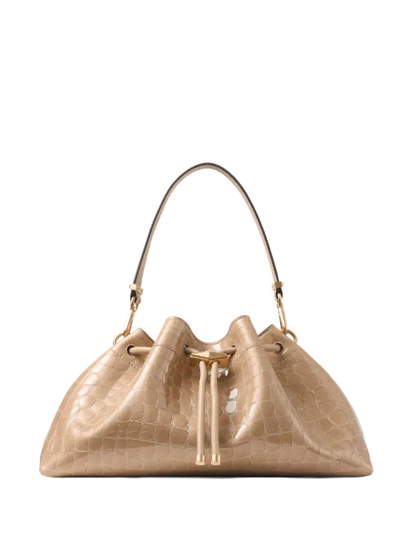 Jimmy Choo Medium Cinch Crocodile-embossed Shoulder Bag in Neutrals