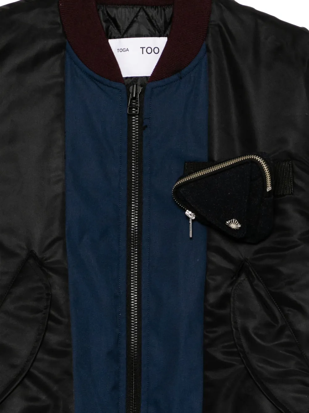 对比拼接束口下摆夹克