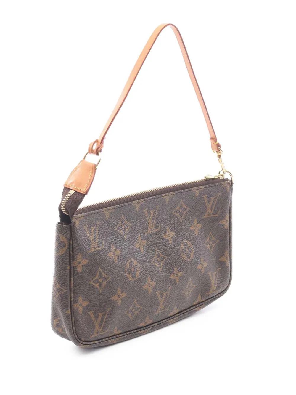Pre-owned Louis Vuitton 2004 Monogram Pochette Accessoires Shoulder Bag In Brown