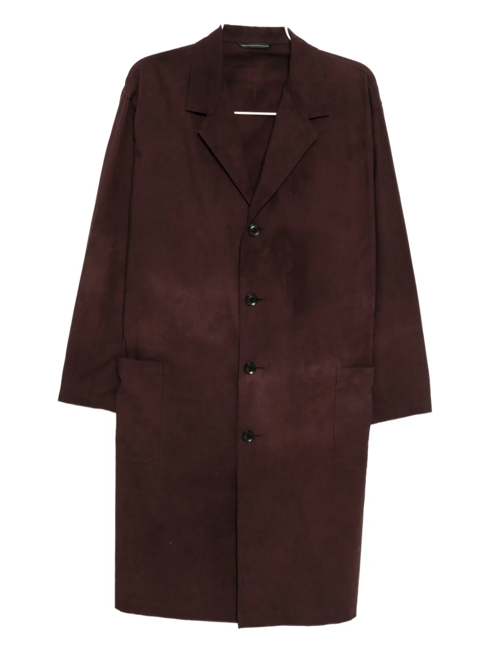 Y's Single-breasted Coat In Burgundy