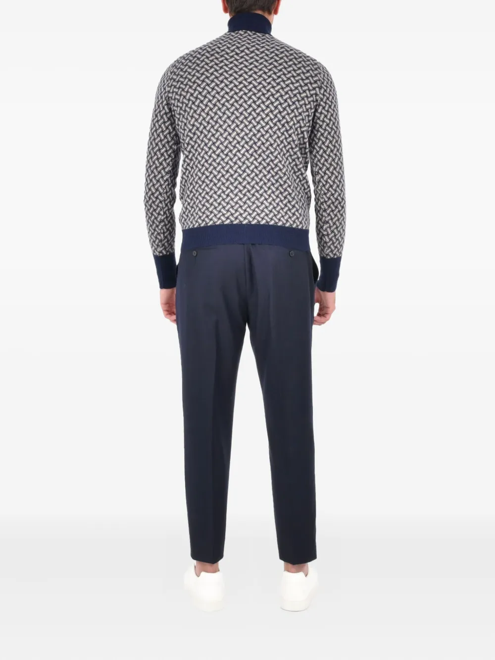 Drumohr Patterned Roll-neck Sweater In Blue