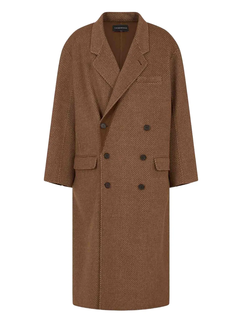 Emporio Armani abrigo con doble botonadura y solapas de pico | marrón | Image 1