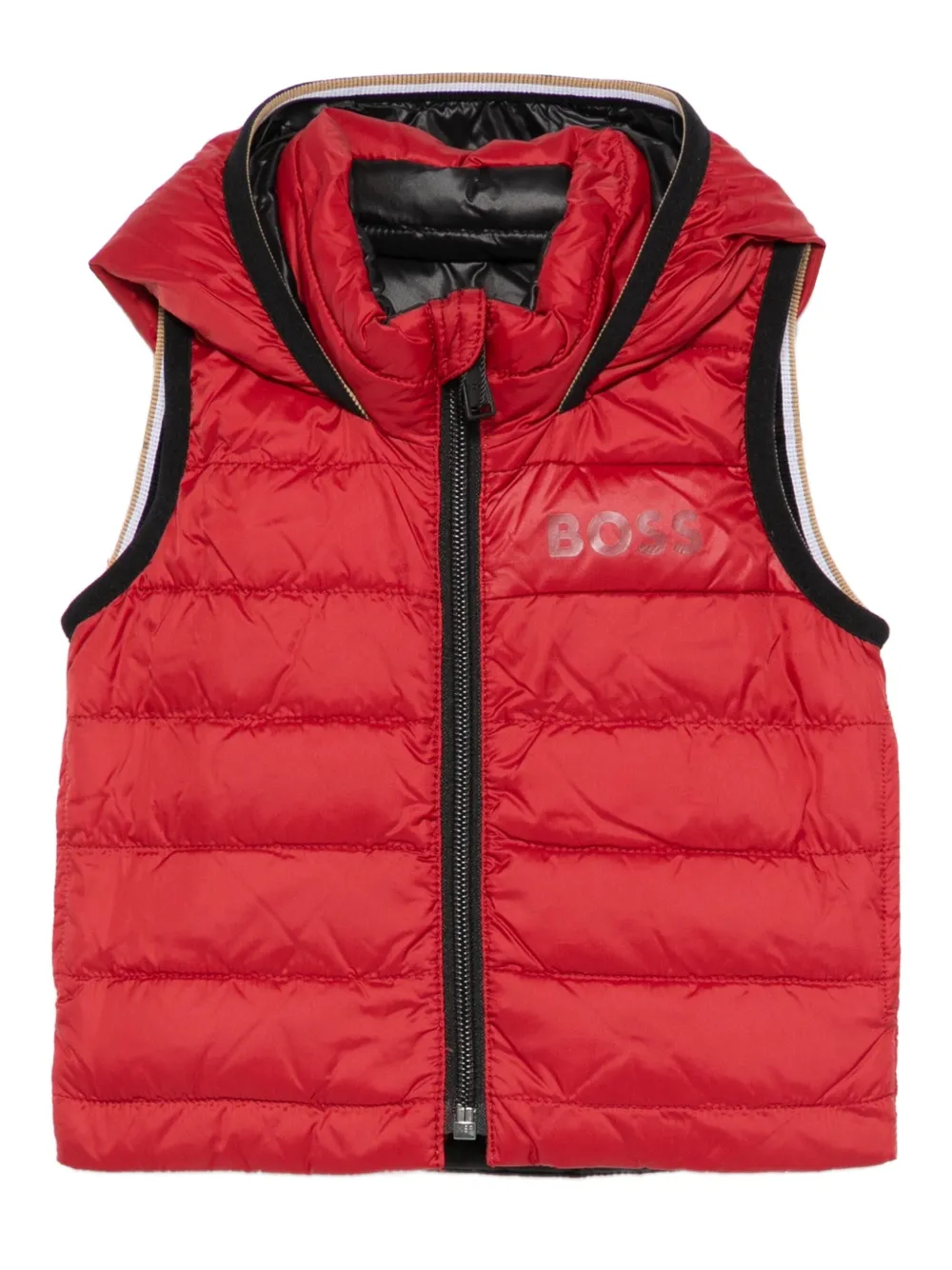 BOSS hooded quilted gilet | Red | Image 1