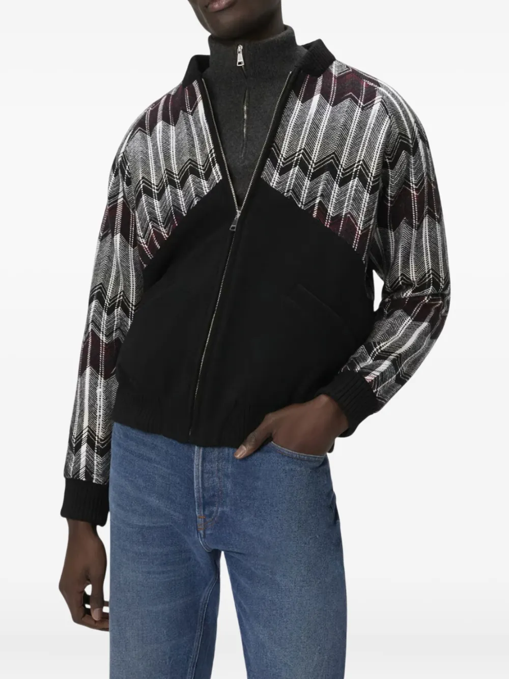 Missoni Jack met chevron streep en rits Zwart