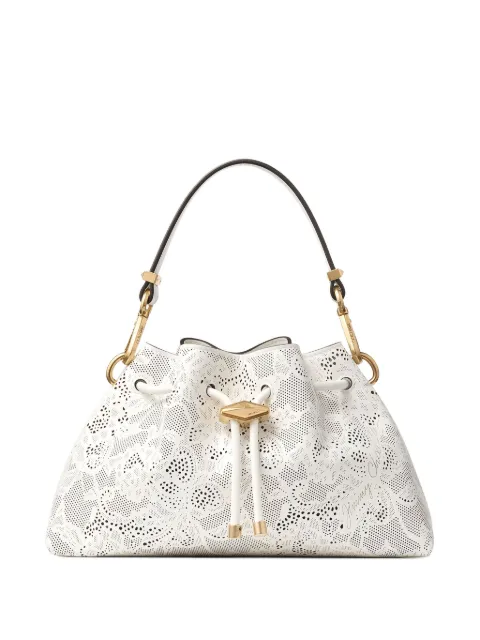 Jimmy Choo small Cinch perforated-lace drawstring shoulder bag