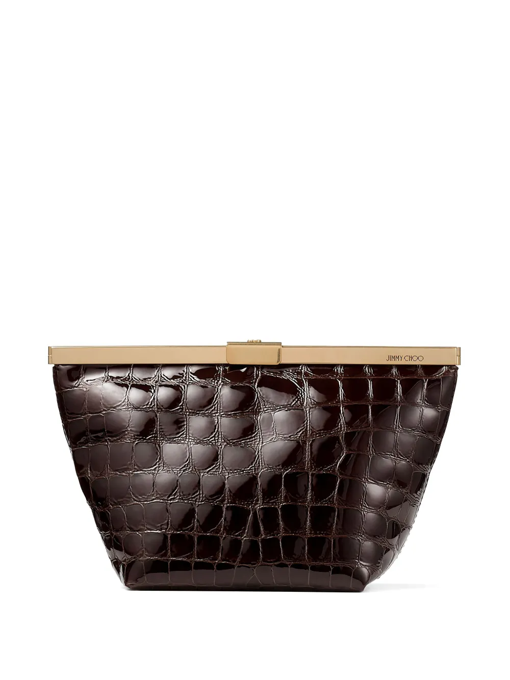 Jimmy Choo Ganache crocodile-effect chain clutch bag | Brown | Image 1