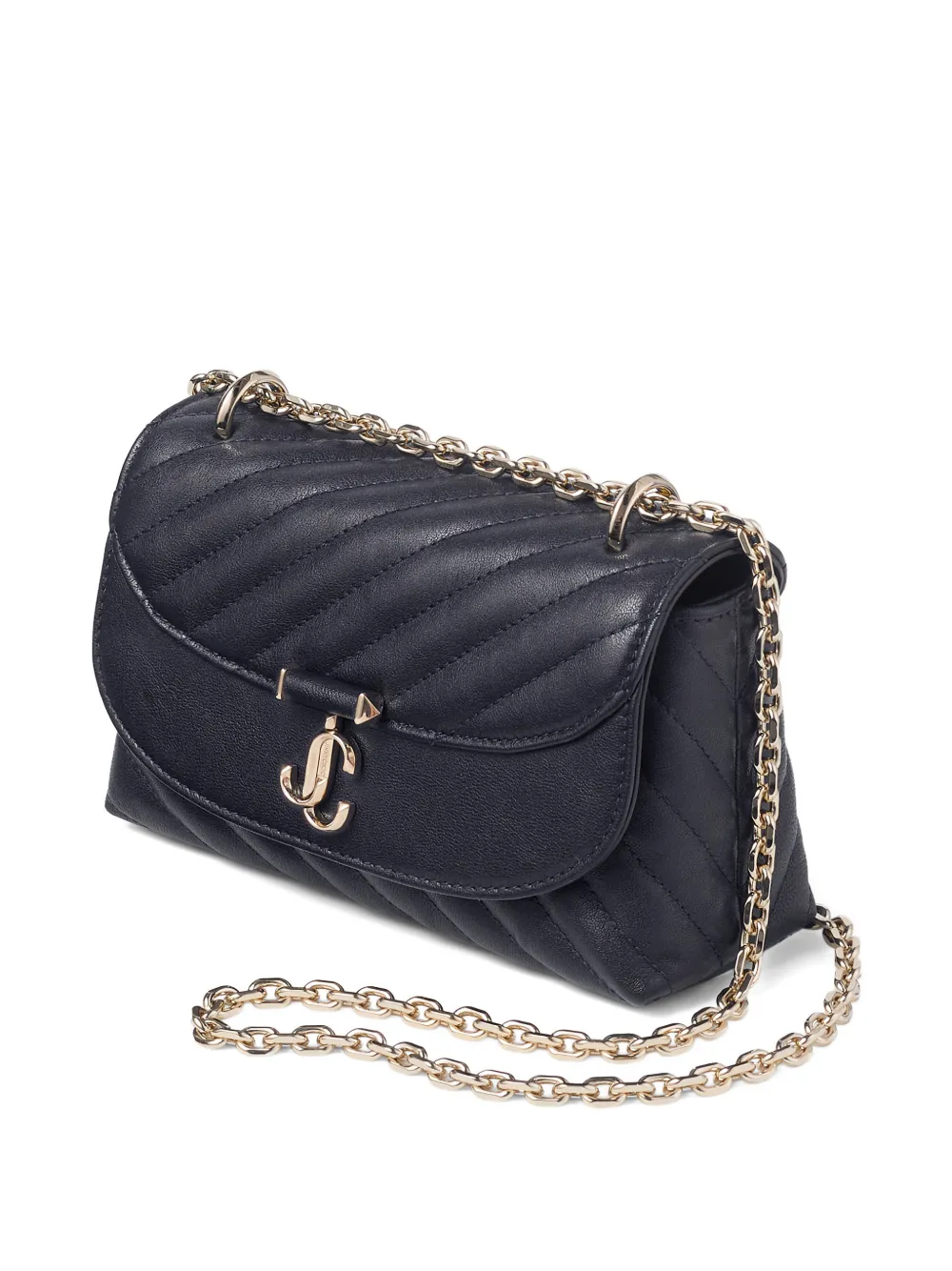 Jimmy Choo Kleine Curve gewatteerde crossbodytas met logo-plakkaat Blauw