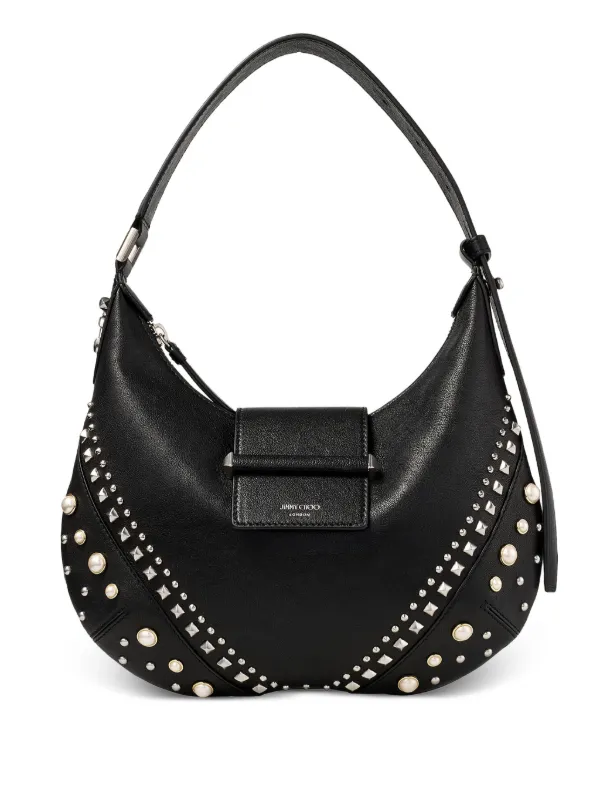 Jimmy Choo Small Bar Hobo Shoulder Bag in Black