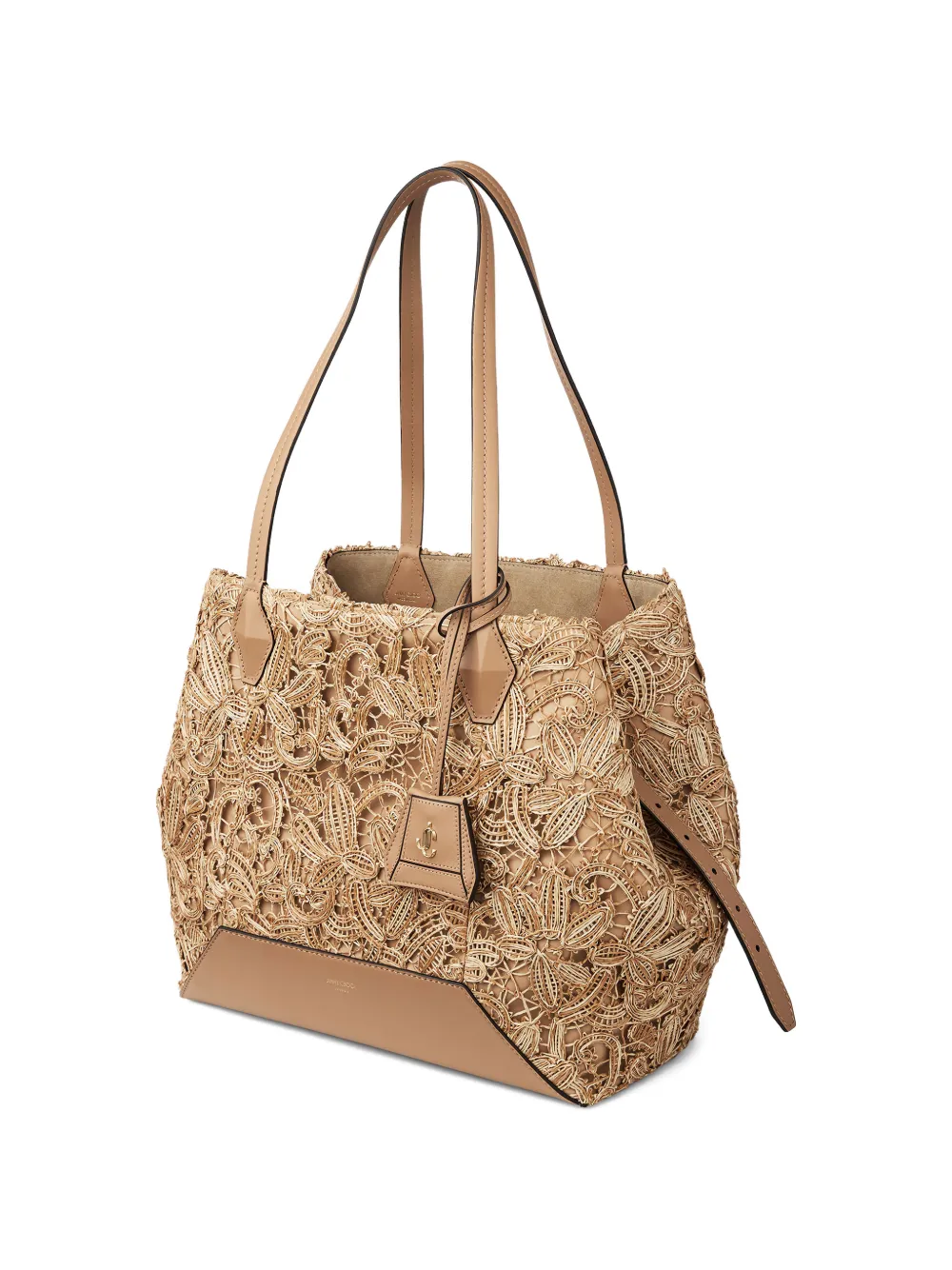 Jimmy Choo medium Diamond floral-appliqu&eacute; tote bag - Beige