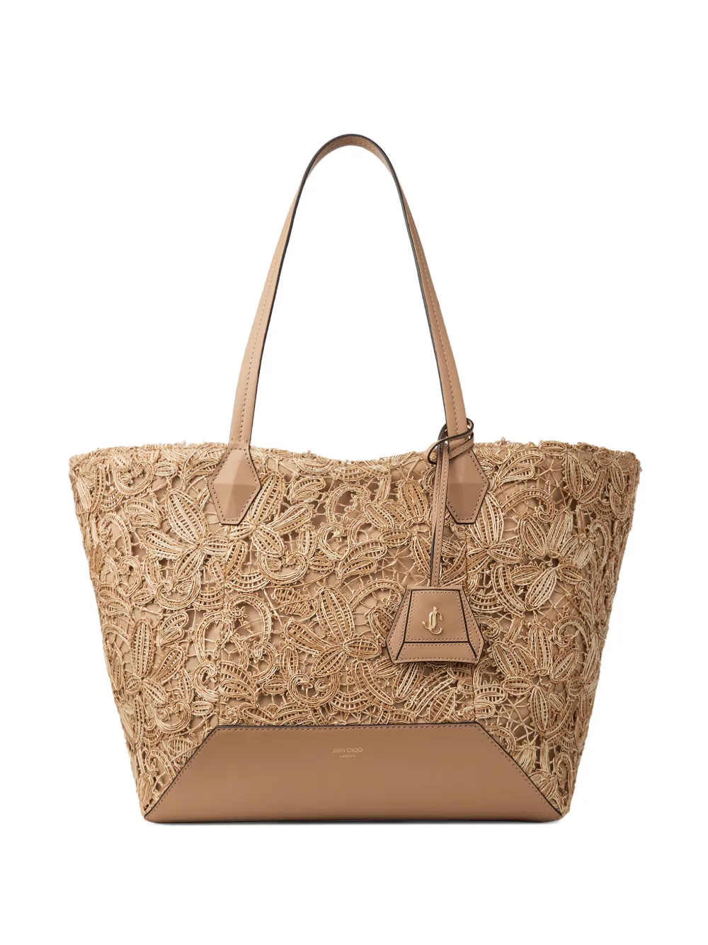 Jimmy Choo medium Diamond floral-appliqué tote bag - Toni neutri