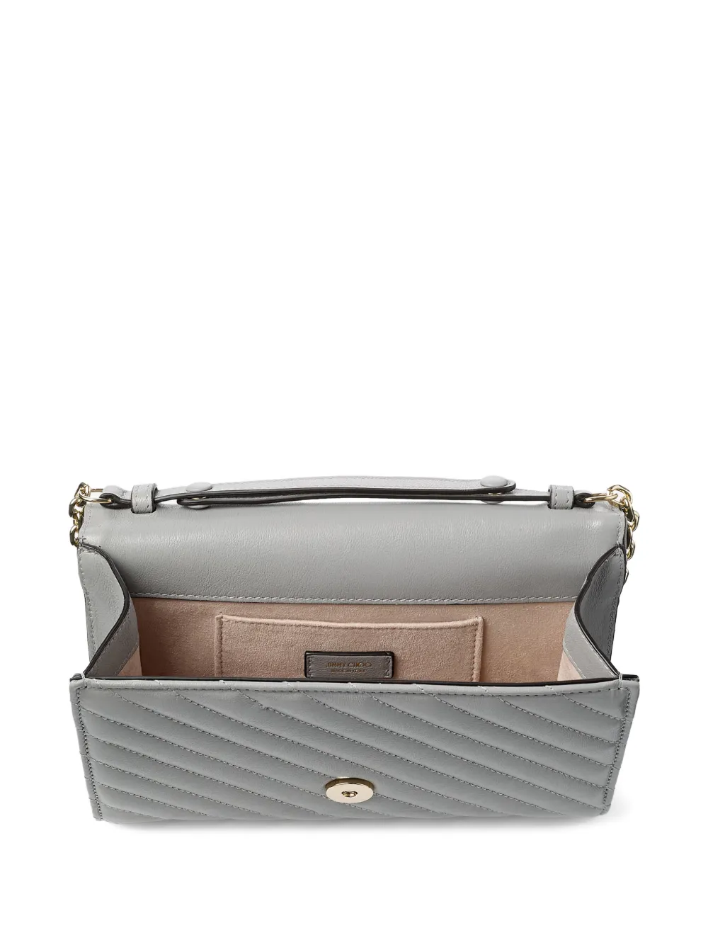 Jimmy Choo Curve gewatteerde clutch met kettingband Grijs