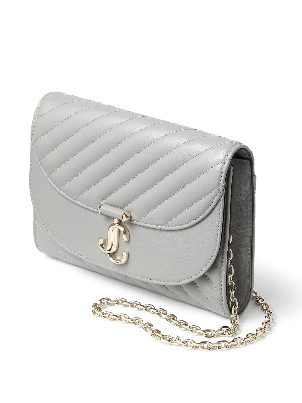 Jimmy Choo Curve gewatteerde clutch met kettingband Grijs