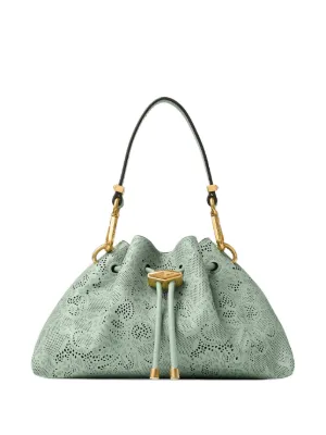 Jimmy Choo Small Cinch perforated-detail Shoulder Bag | Green