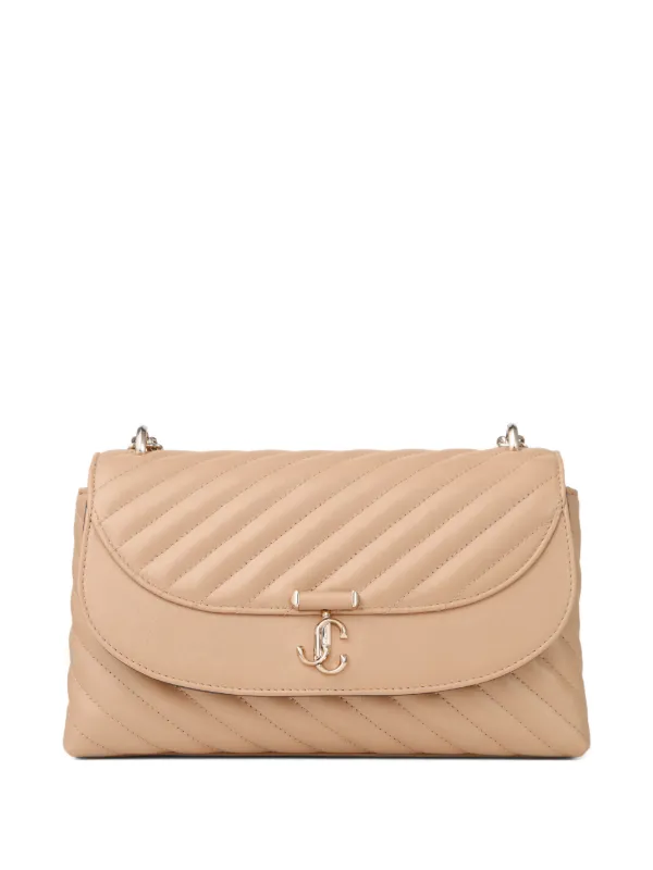 Jimmy Choo Medium Curve Quilted Chain-strap Cross Body Bag in Neutrals
