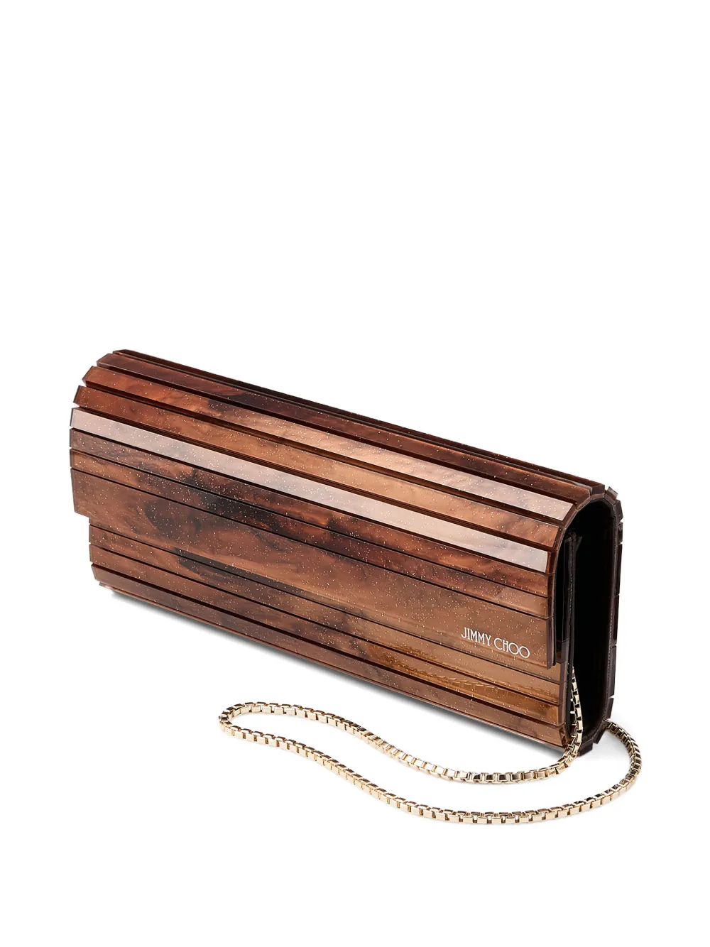 Jimmy Choo Sweetie ridged chain clutch bag - Bruin