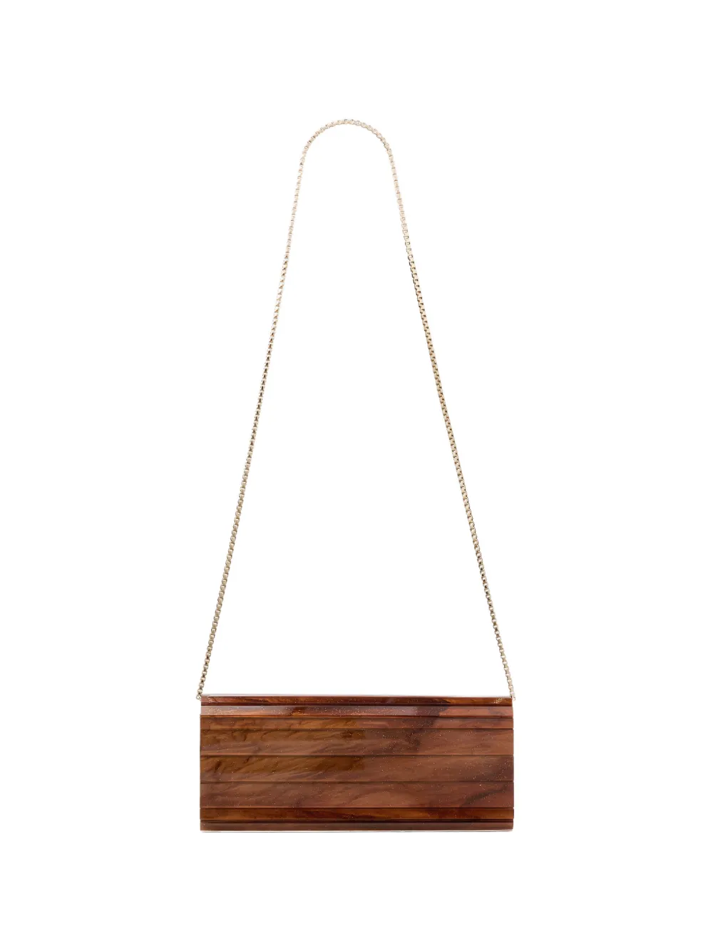 Jimmy Choo Sweetie ridged chain clutch bag - Marrone