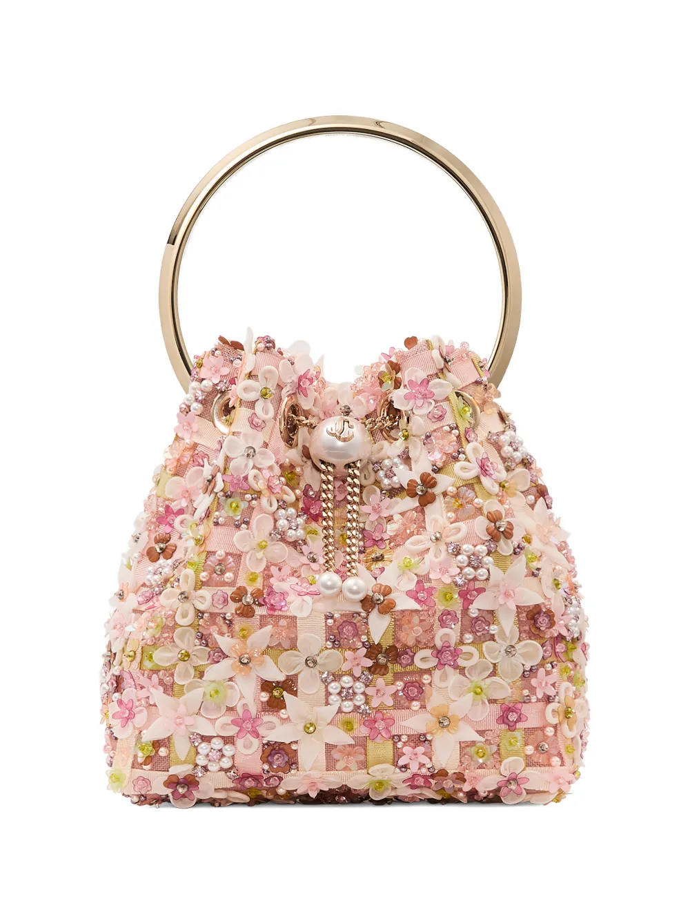 Jimmy Choo Borsa a spalla con applicazione a fiori - Rosa