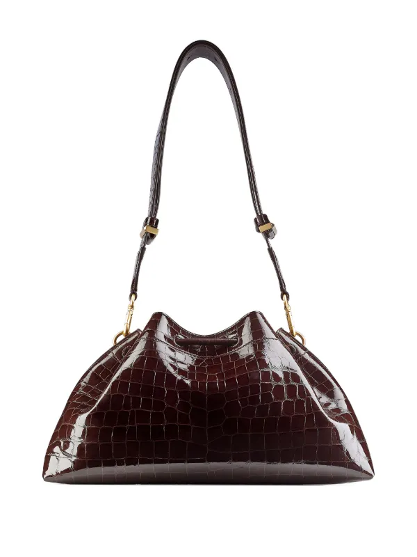 Jimmy Choo Medium Cinch crocodile-effect Shoulder Bag | Brown