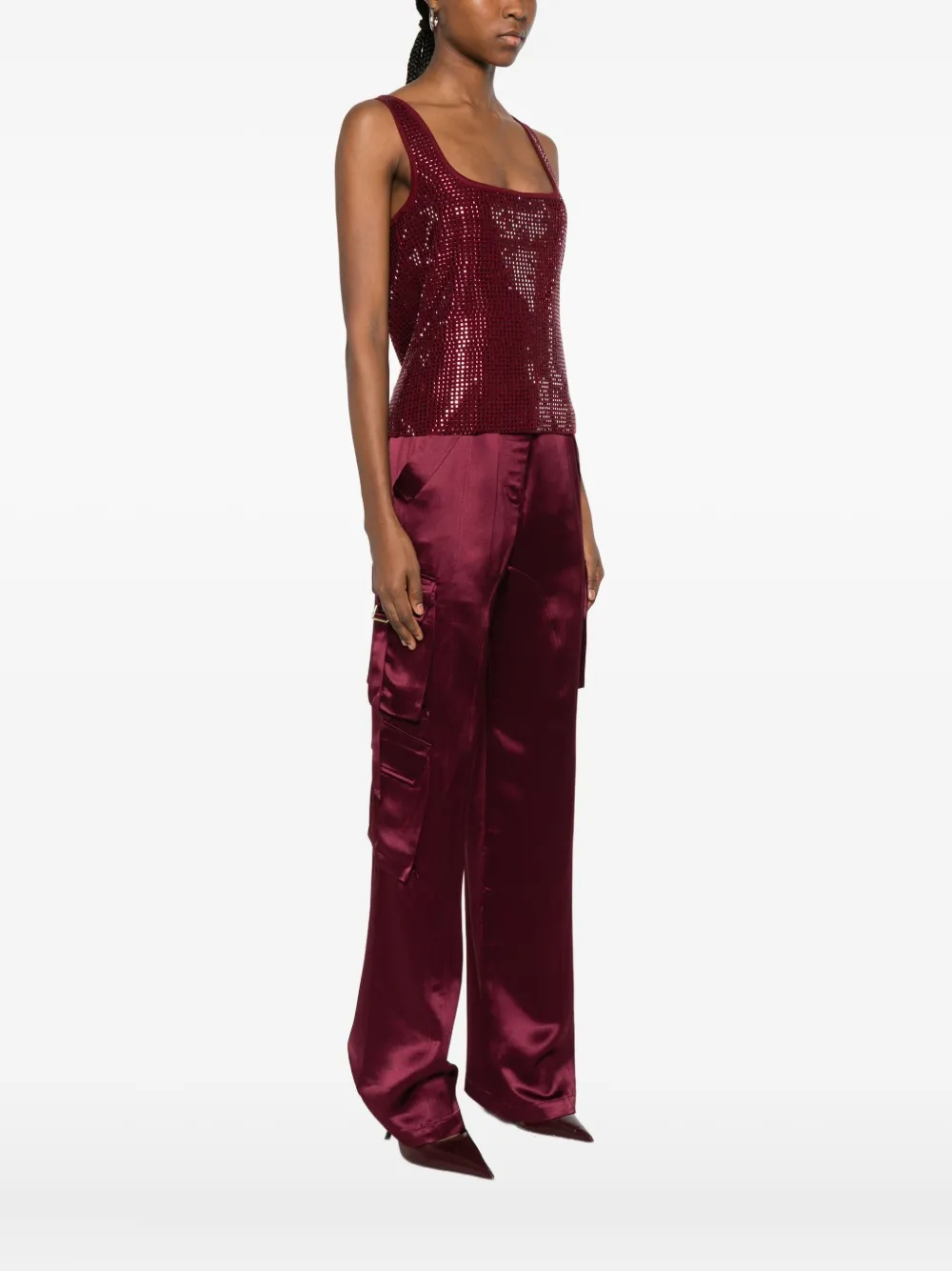 Retroféte Marzia Embellished Top Port In Red