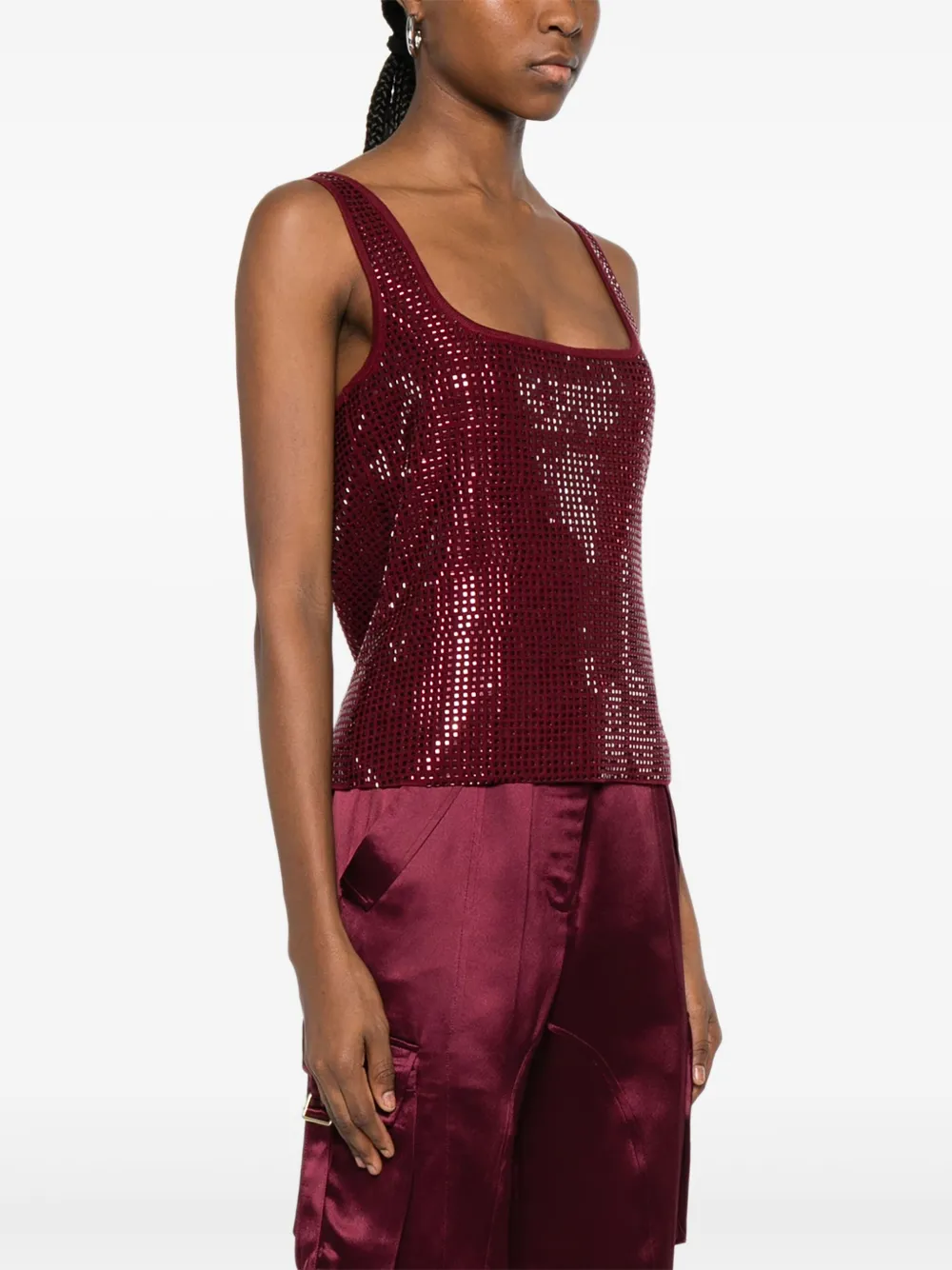 Retrofete Top met vierkante hals Rood