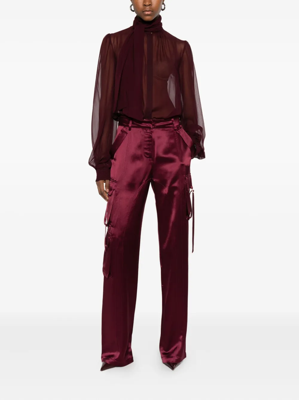 Retrofete tie-neck long-sleeve top - Rood