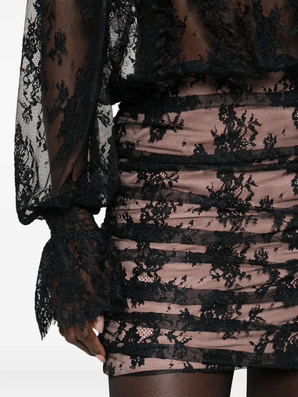 Retroféte Lace-detailing High-neck Dress In Black