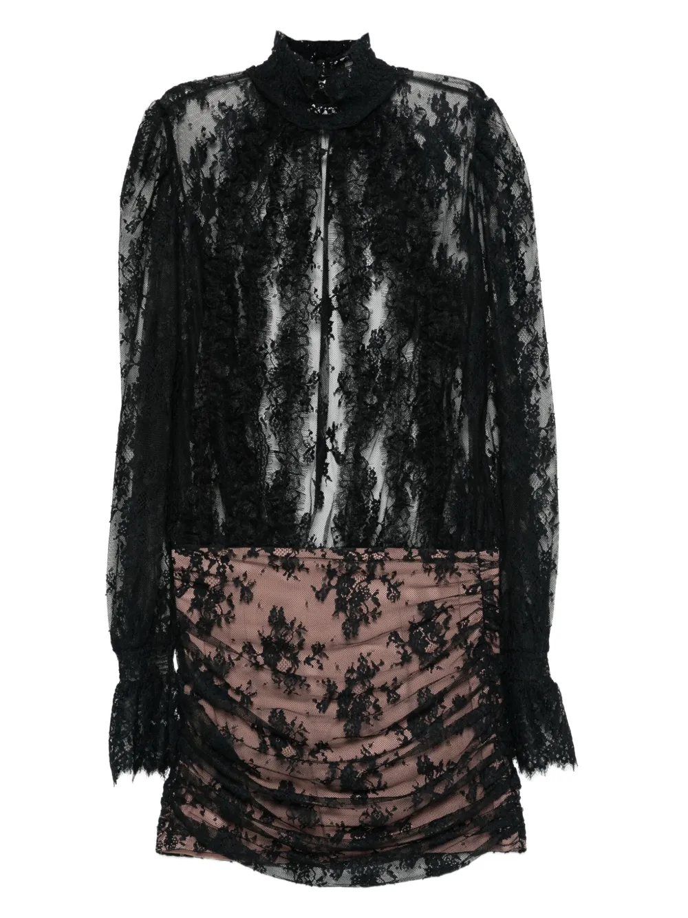 Retrofete robe en dentelle à col montant | noir | Image 1