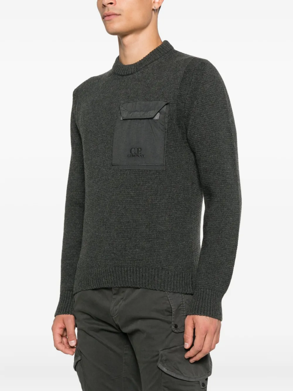 C.P. Company Trui met borstzak en ronde hals Grijs