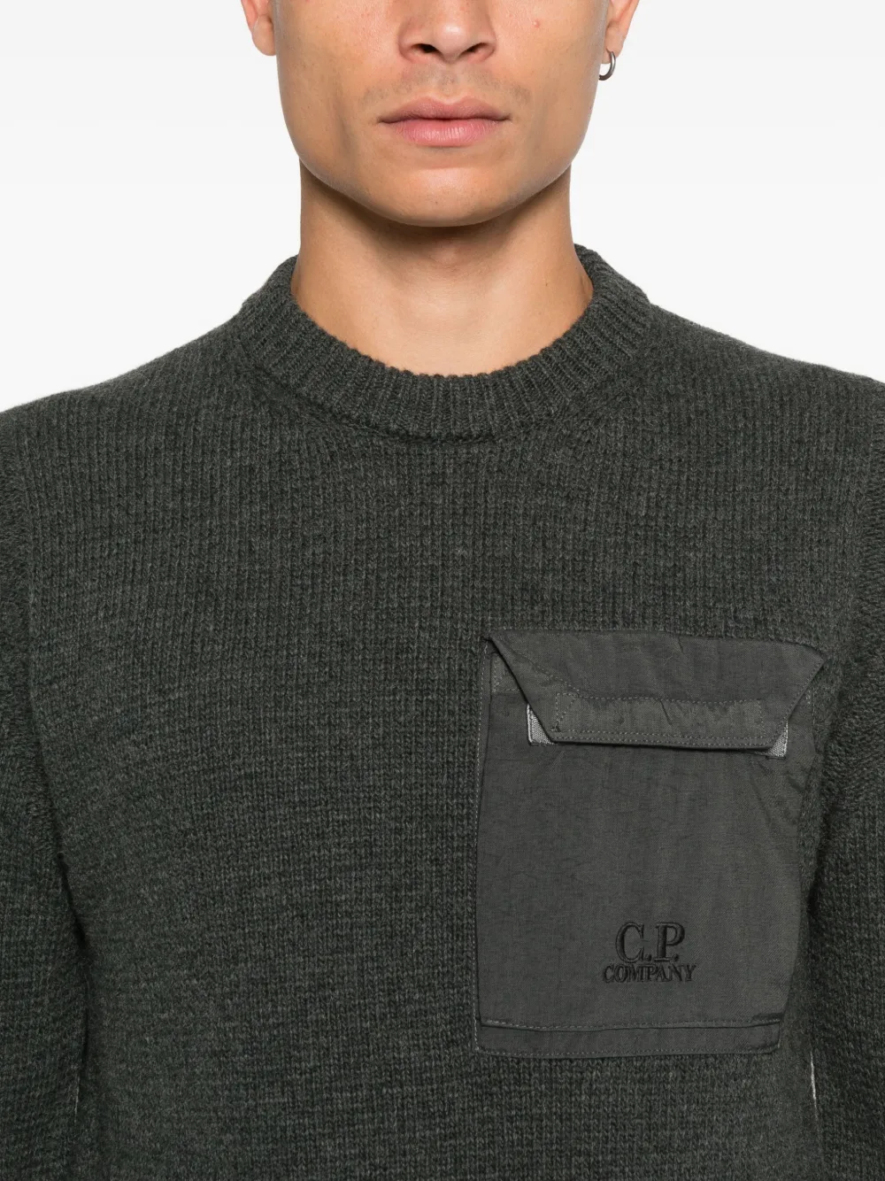 C.P. Company Trui met borstzak en ronde hals Grijs