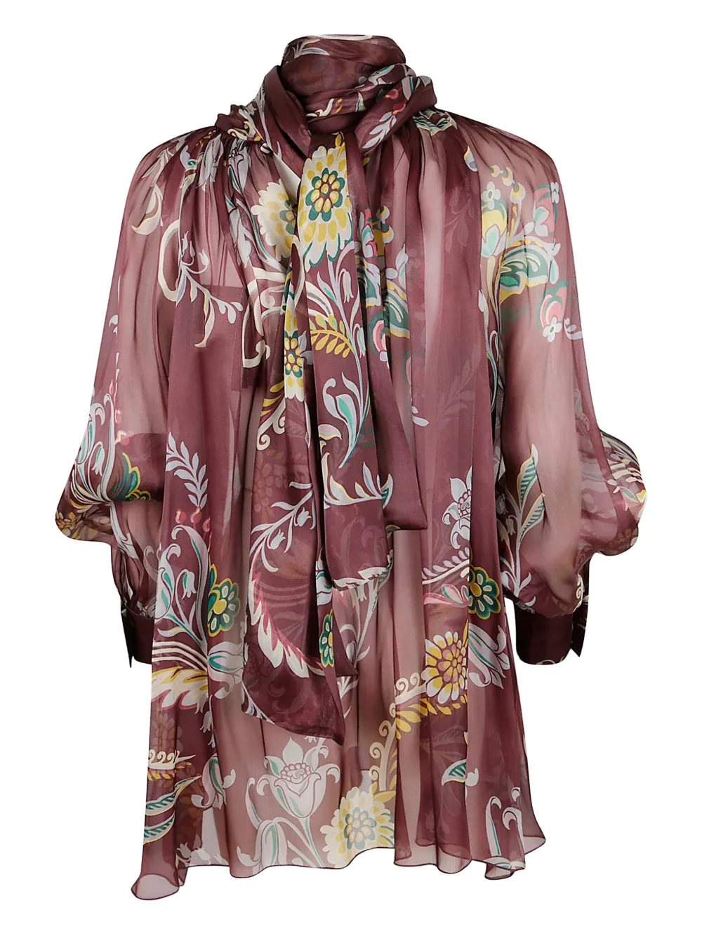 ETRO floral-print silk top - Paars