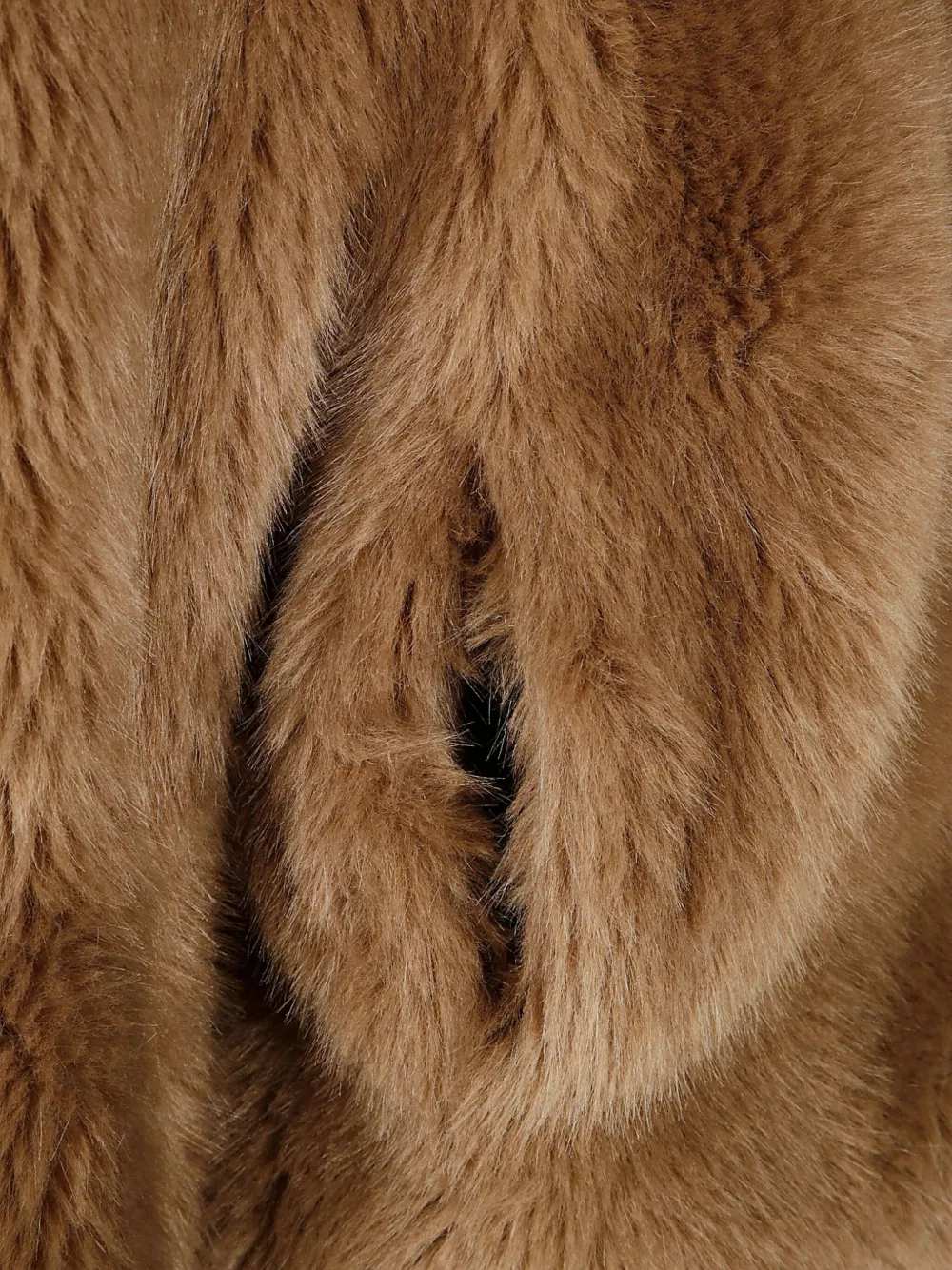 Stand Studio Cropped Faux Fur Coat With Plush Texture And Boxy Silhouette In Brown