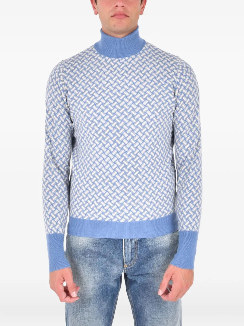 Drumohr patterned roll-neck sweater | Blue | Image 1