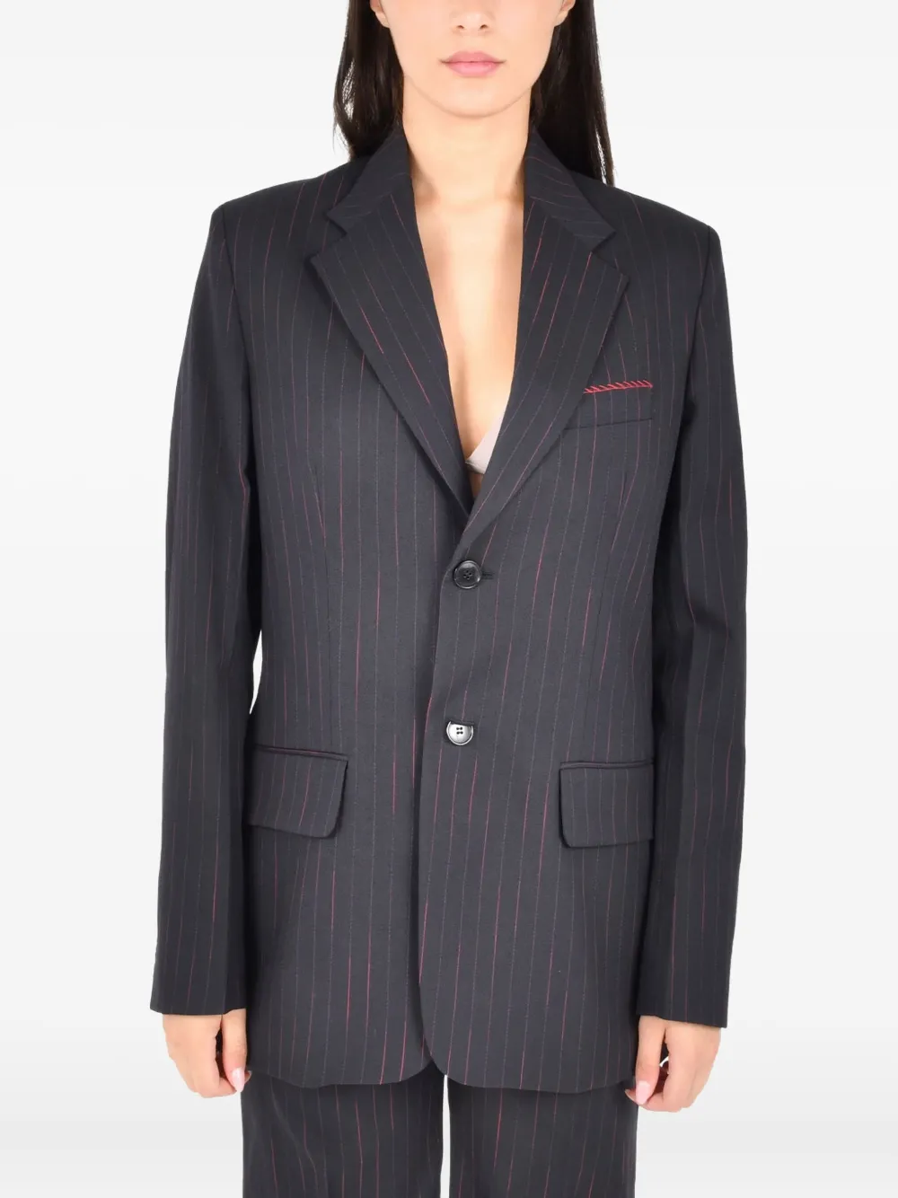 Victoria Beckham Single-breasted Pinstripe Blazer In Black