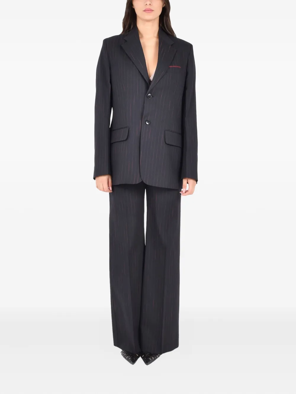 Victoria Beckham Single-breasted Pinstripe Blazer In Black