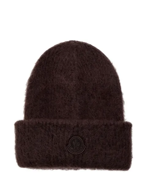 Moncler logo-patch beanie hat