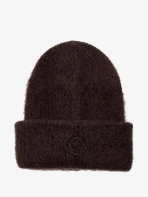 Moncler logo-patch beanie hat