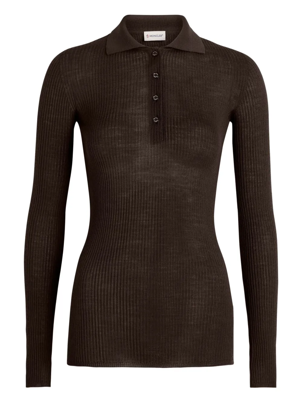 Moncler Long Sleeve Polo Shirt In Brown