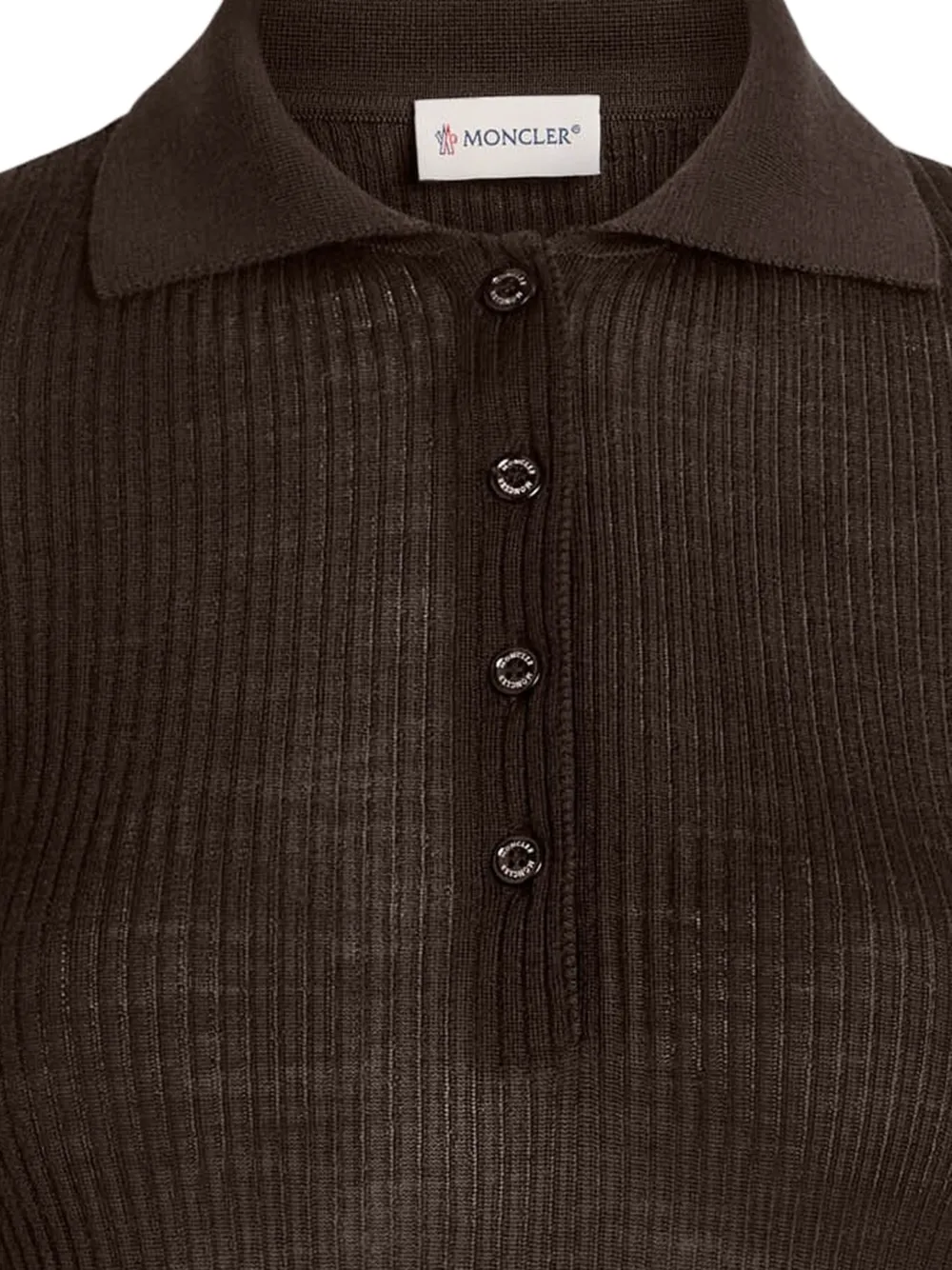 Moncler Long Sleeve Polo Shirt In Brown