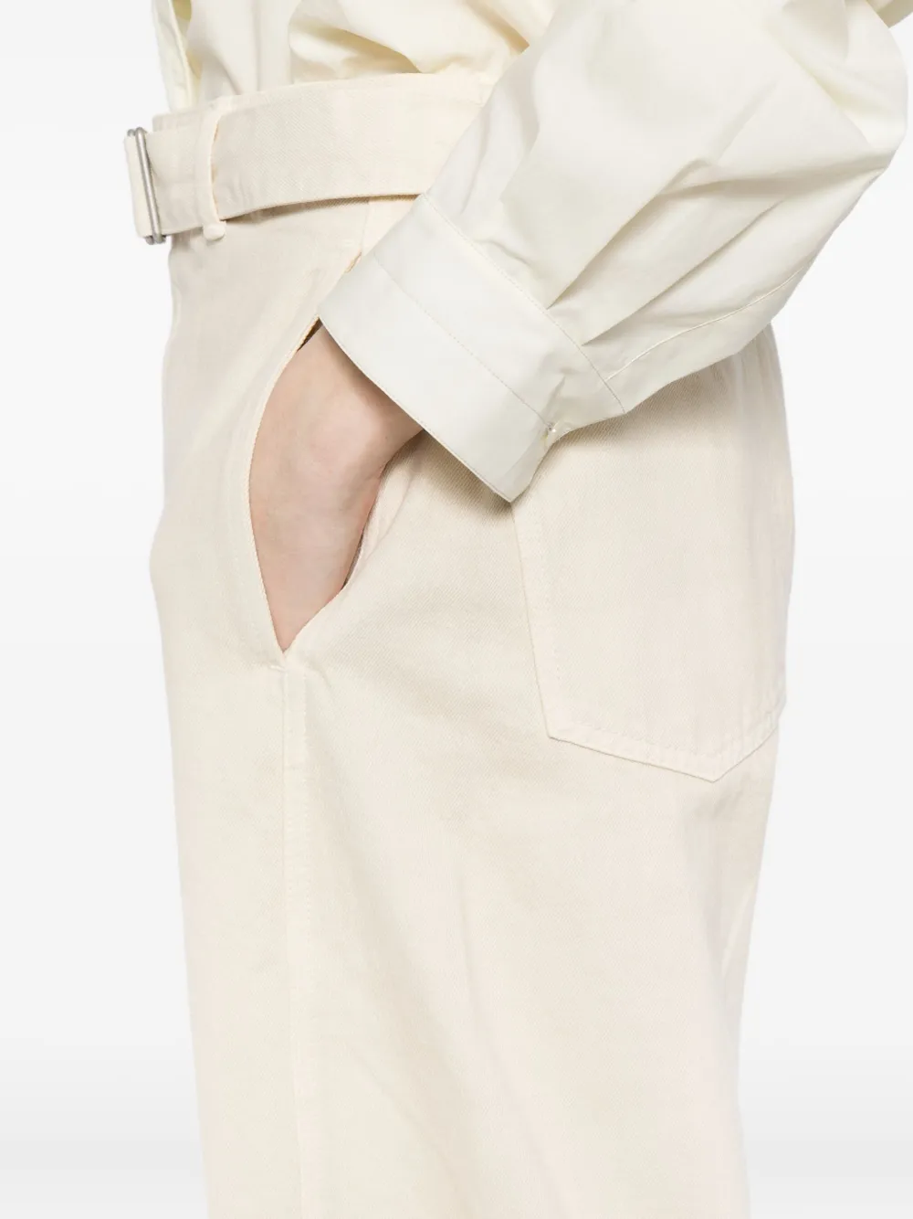 LEMAIRE Broek met ceintuur en gedraaid detail Beige